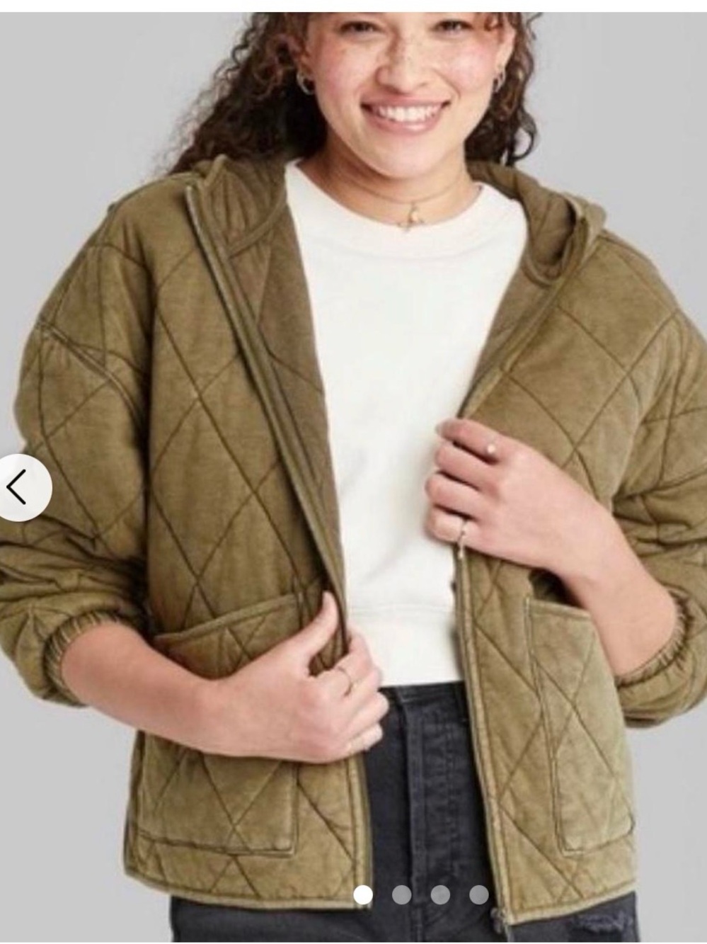 wild fable Olive Quilted Hooded Puffer Jacket